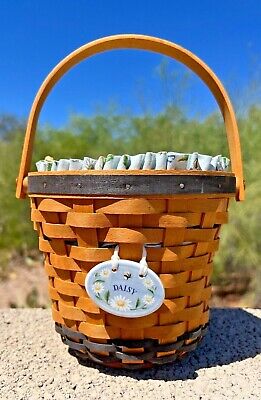 Longaberger 1999 Daisy Basket with cloth liner-plastic insert-Tie-on tag