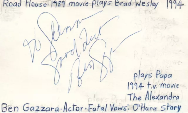 Ben Gazzara Actor Road House Fatal Vows Movie Autographed Signed Index Card