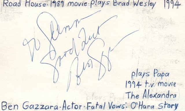 Ben Gazzara Actor Road House Fatal Vows Movie Autographed Signed Index Card