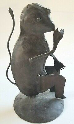 Vintage Handmade Tin Monkey Chimp Metal Sculpture 7.5" Figure Rustic SP25