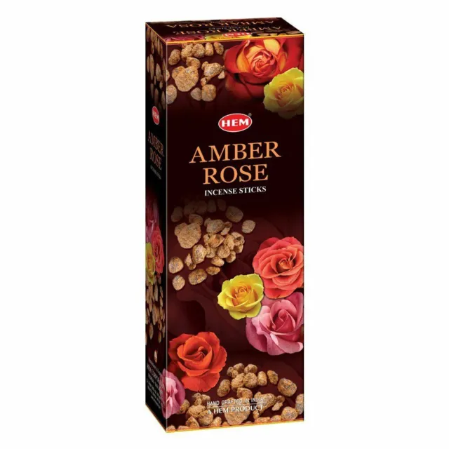 HEM Ambre Rose Masala Bâtons d'Encens Parfum Pack de 6 Essences 120 Bâtons