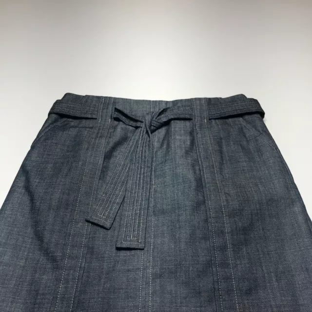 Calvin Klein Skirt Womens Size 4 Blue Belted Pencil Denim w/ Front Pockets Slit 3