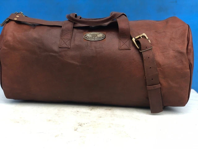 25" Extra LARGE Men's Luggage Travel Weekend Duffle Sport Bag(Real Goat Leather)