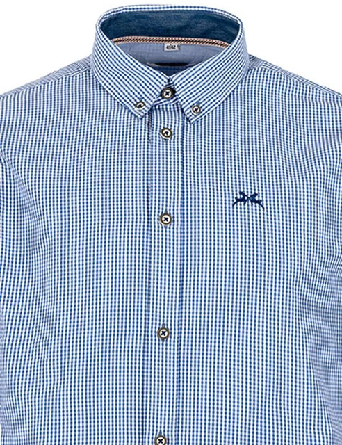 Maddox Plaid Camicia Attillata Pulsante verso Basso - Hemd-47 Blu Marina 2