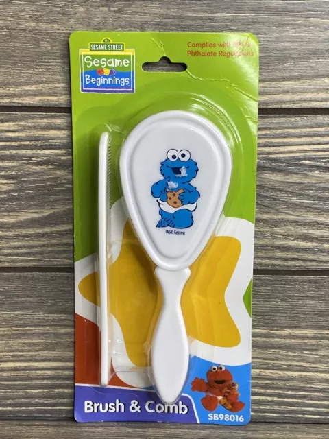 Sesame Street Beginnings Cookie Monster White Plastic Baby Toddler Brush Comb