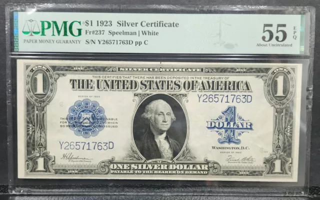 1923 $1 Silver Certificate Fr#237 PMG AU 55 EPQ #944