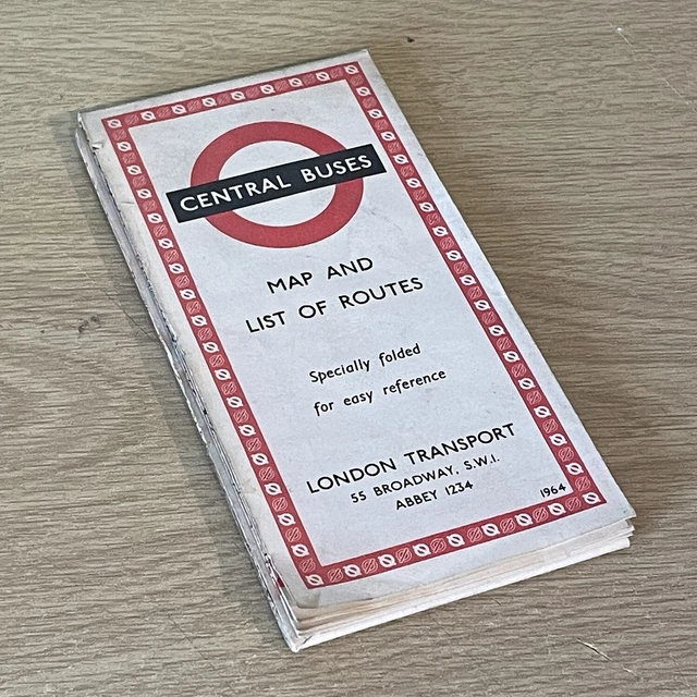 LONDON TRANSPORT CENTRAL Buses Pocket Size Route Map 1964 £4.95