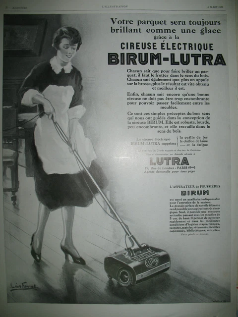 Publicite De Presse Birum Cireuse Electrique Illustration Fauret Ad 1928
