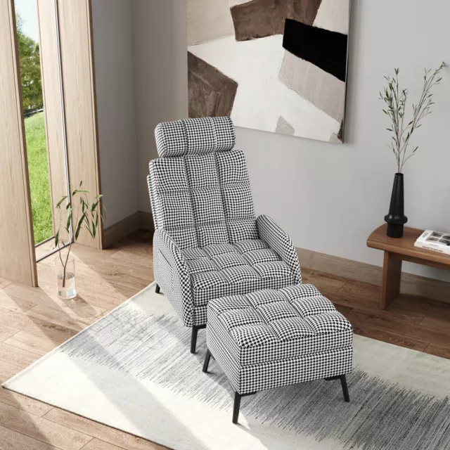 Adjustable Recliner Chair and Footstool Upholstered Chaise Longue Sofa Armchair