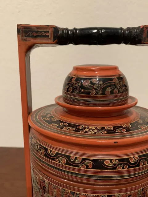 Gorgeous Antique Burmese (Myanmar) Tiffin Box 4-Tiers 5