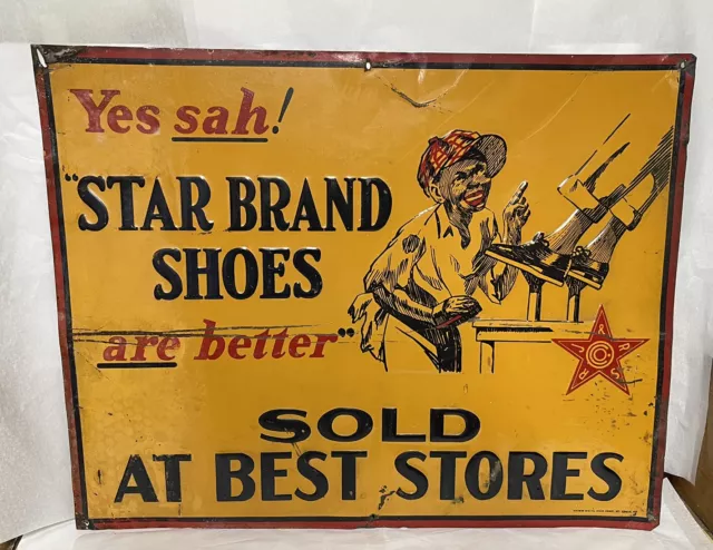 Vintage Star Brand Shoes Are Better Sold At Best Stores Tin Embossed Sign Ad