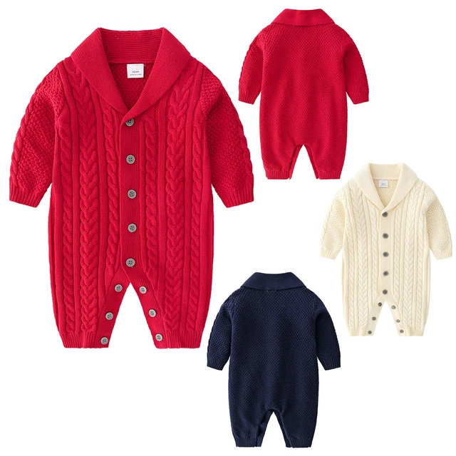 Newborn Boys Girls Romper Infant Baby Knitted Sweater Bodysuit Casual Jumpsuit