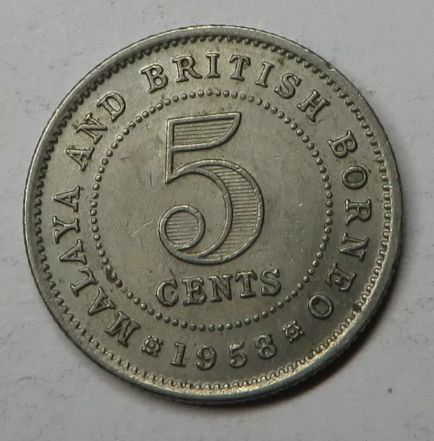 Malaya & British Borneo 5 Cents 1958 Copper-Nickel KM#1 UNC