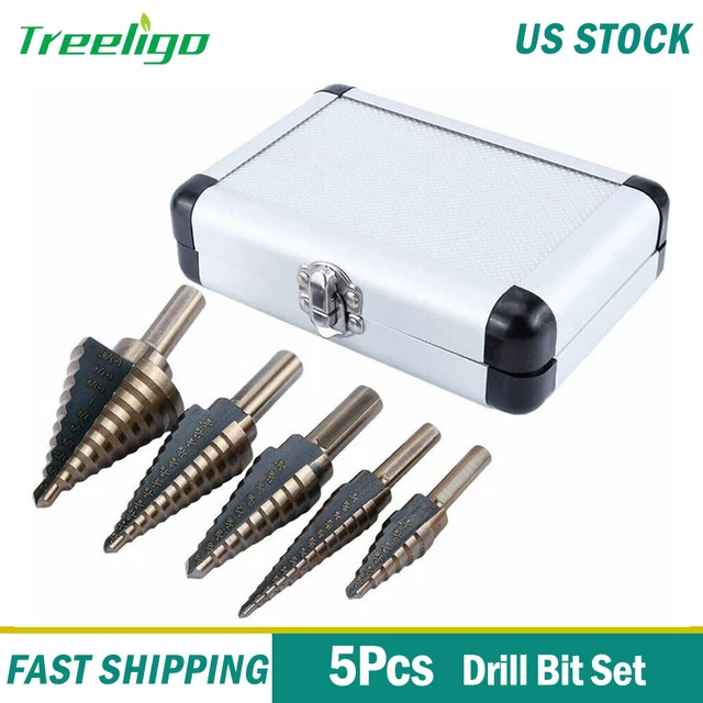 5pcs HSS High Speed Steel Cobalt Titanium Step Drill Bit Multiple Hole 50 Sizes