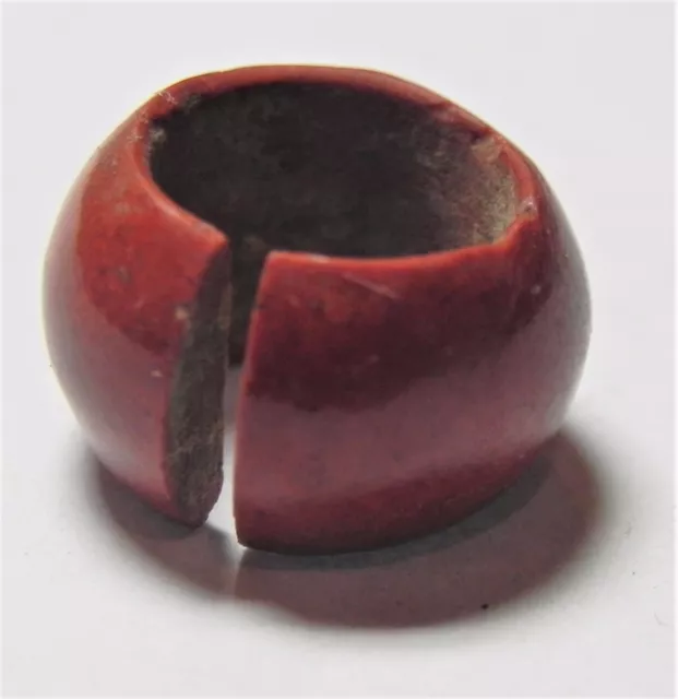 Zurqieh-Af1739- Ancient Egypt, 18Th Dynasty, Red Jasper Hair Ring. 1400 B.c