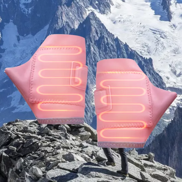 USB Charging Half Finger Hand Warmer Heated Gloves for Climbing Hiking (Pink S)