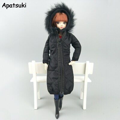 Black Winter Wear Long Coat for 11.5" Doll Clothes Outfits Dress 1/6 Accessories