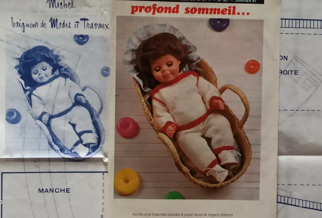 page poupées MODES ET TRAVAUX 12/1964 Marie Françoise, Michel