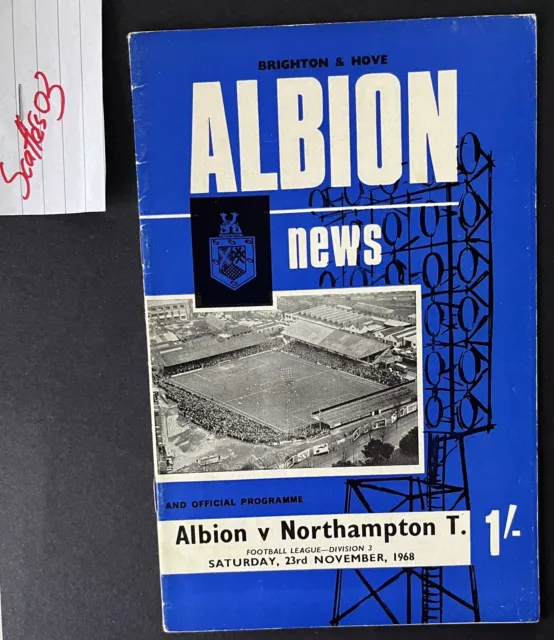 BRIGHTON & HOVE ALBION vs NORTHAMPTON TOWN 23/11/68 MATCH PROGRAMME