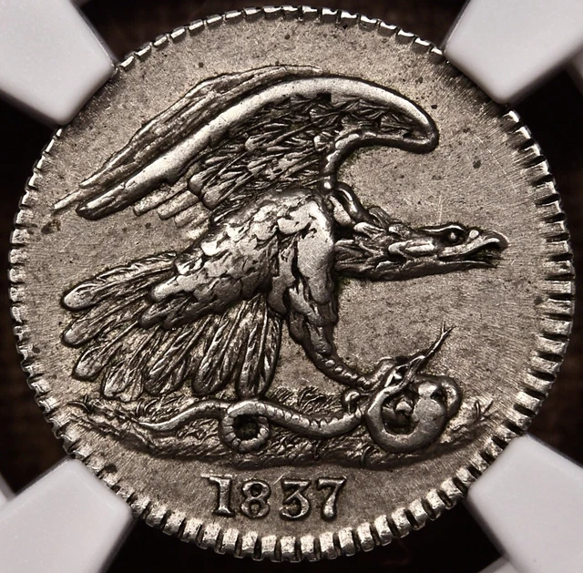 1837 HT-268(6I) Feuchtwanger 1 cent token, NGC AU58, sweet DavidKahnRareCoins