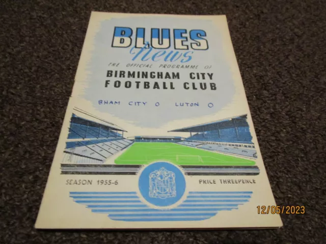 BIRMINGHAM CITY  v  LUTON TOWN   1955/6  SEPTEMBER 17th  FOOTBALL PROGRAMME