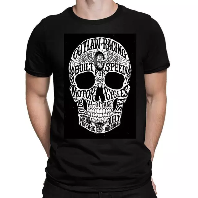 Motorcycle Skull Mens T-Shirt Tee Top Gift For Him Hi Octane Biker Motorbike