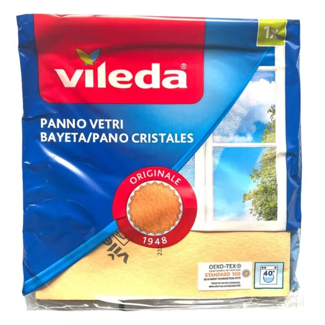 1x Vileda Original Glass Window Cleaning Cloth Shine Cloth Multi-Purpose 40x36cm