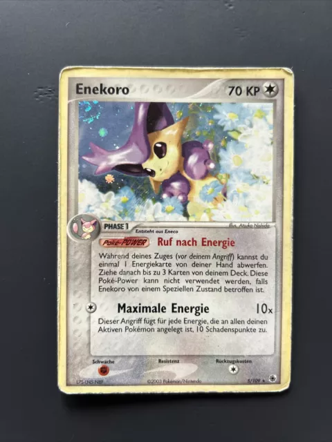 Pokemon Karte Enekoro Holo EX Rubin & Saphir 5/109 Vintage DE Heavy PL Swirl Tcg