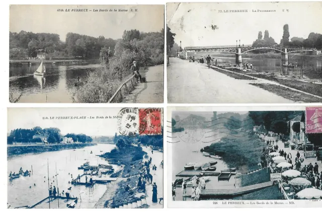 4 CPA Antique Postcards LE PERREUX Bords de la Marne Animated