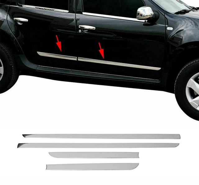 Lot 4 Moulures Protection Porte Latérale Inox Chromé Pour Renault Clio 4 IV 2012+