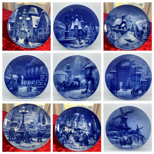 Berlin Genuine Blue Christmas Plates, (9) 1971 thru 1979 Multi Ship'g DISCOUNTS