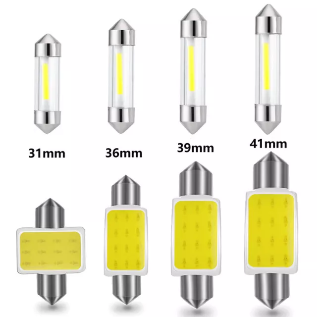 239 272 CAR Led Number Plate Light Bulbs C5W Festoon Cob White 31 36 39 41mm  12v £9.89 - PicClick UK