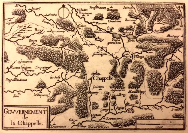 Carte de La Chapelle, Aisne, gravure XVIIe Tassin 3