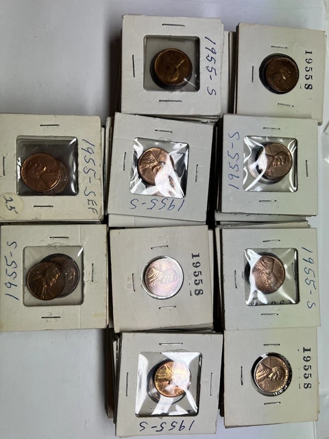 Lot Of 100 1955-S RED Lincoln Wheat Pennies Estate Collection Coin’s