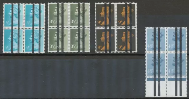 GB POST OFFICE TRAINING SCHOOL 1971/3 MACHIN ½p, 3 ½p, 9p, 4 ½ p superb U/M Bl.4