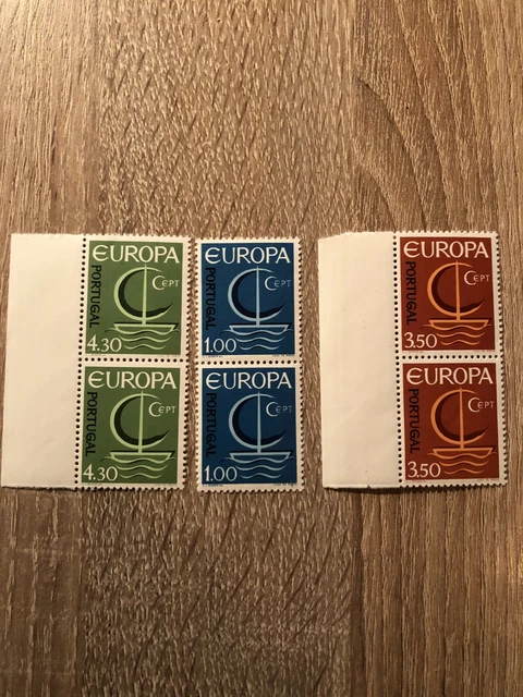 briefmarken portugal 1965 zwei sätze in zwillige postfrisch europa