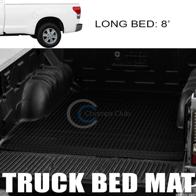 Fits 07-21 Toyota Tundra 8' Blk Rubber Diamond Truck Bed Trunk Mat Carpet Liner