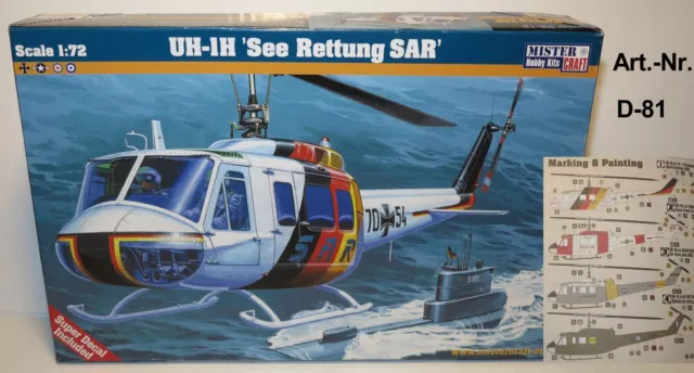 Rettungshubschrauber SAR Bell UH-1D, Mistercraft D-81, neu, 1/72