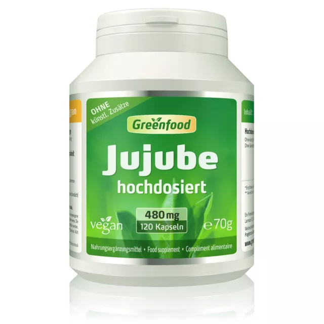 Jujube Extrakt, 480 mg, 120 Kapseln, hochdosiert. Vegan.