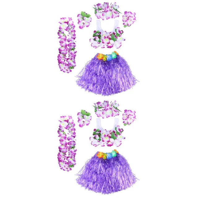12 pz Collane Fiori Luau Bambini Erba Gonna Fascia Donna