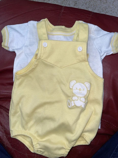 Vtg Carters Yellow Bear 18 Months Baby Toddler Romper Set 2 Pc Boys Girls Unisex