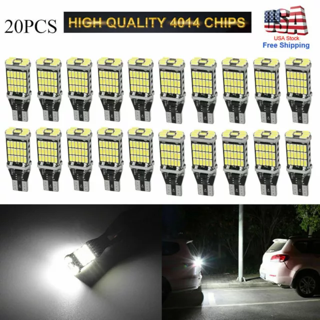 10/20pcs T15 921 912 LED Reverse Backup Light Bulbs W16W 916 6000K Super Bright