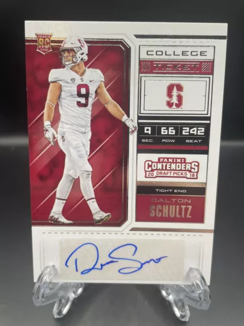 2018 Contenders Draft Picks Dalton Schultz College Ticket Auto No. 187 Cowboys