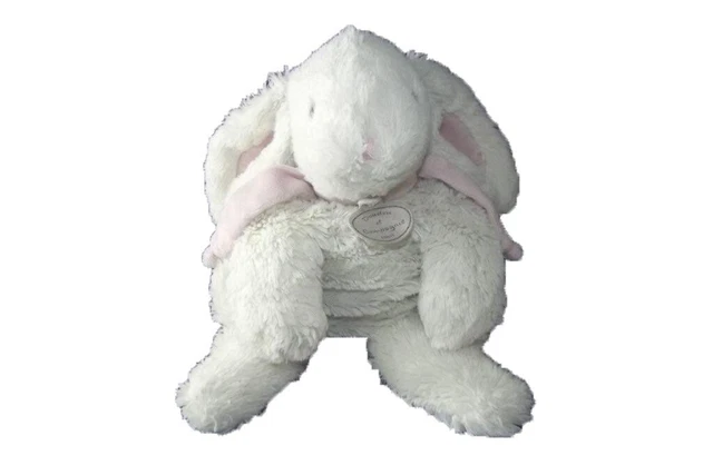 doudou Doudou et compagnie Lapin Blanc foulard rose etat délavee Lapin Ponpon Pa