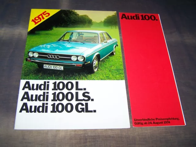 TOPRARITY magnificent prestige brochure Audi 100 from January 1975 + price list!!