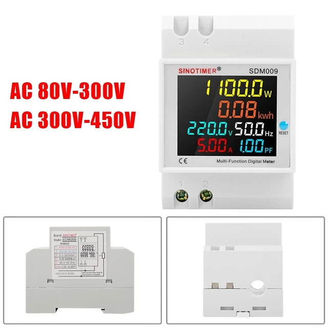 Wattmetro Digitale AC, Misuratore Energia KWH, Montaggio Su Guida DIN, 230V/110V - Foto 6