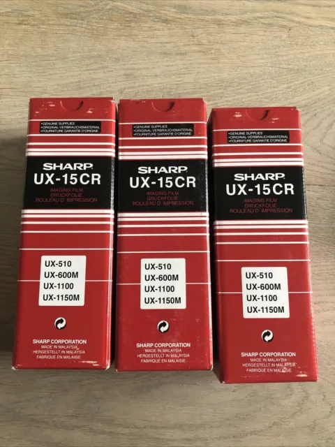 3 x Original Sharp UX-15CR Faxrolle für Fax UX 510 600M 1100 1150M 650Seiten OVP