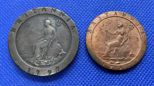 1797 George III Cartwheel Twopence & Penny pair