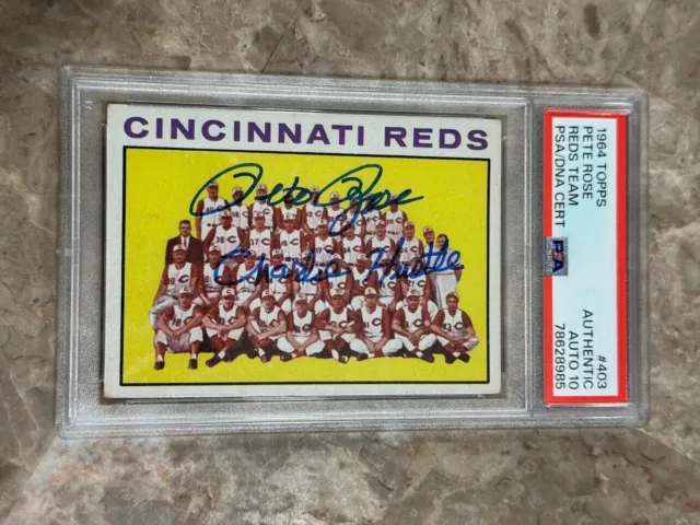 1964 Topps PETE ROSE Signed CHARLIE HUSTLE REDS Card #403 PSA/DNA Auto Grade 10