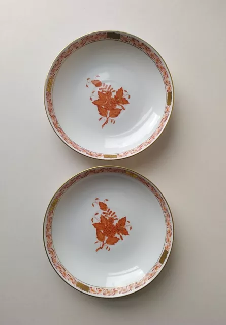 Herend Hungary Chinese Bouquet Rust Orange Porcelain Saucer